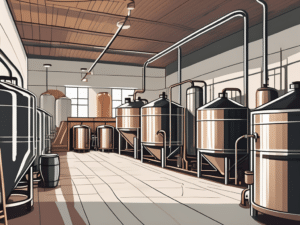 A well-organized brewery interior focusing on the floor