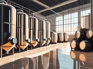 A pristine brewery interior with shiny