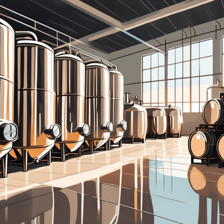A pristine brewery interior with shiny