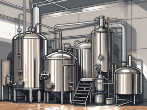 A variety of brewing equipment arranged on a detailed